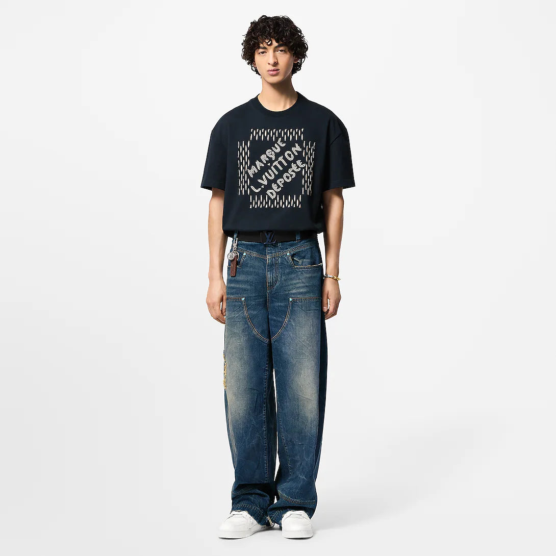 1AFVB2 Embroidered Signature Cotton T-Shirt