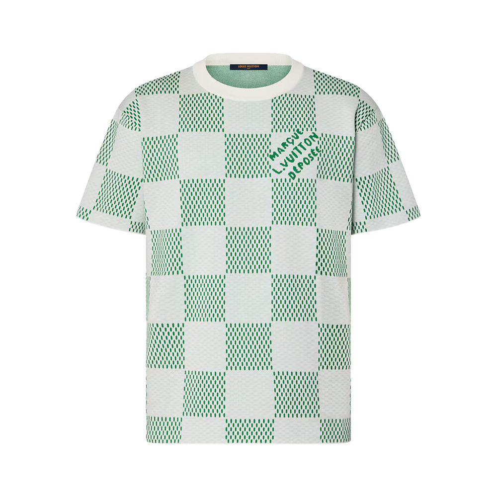Damier Knitted Short-Sleeved Crewneck