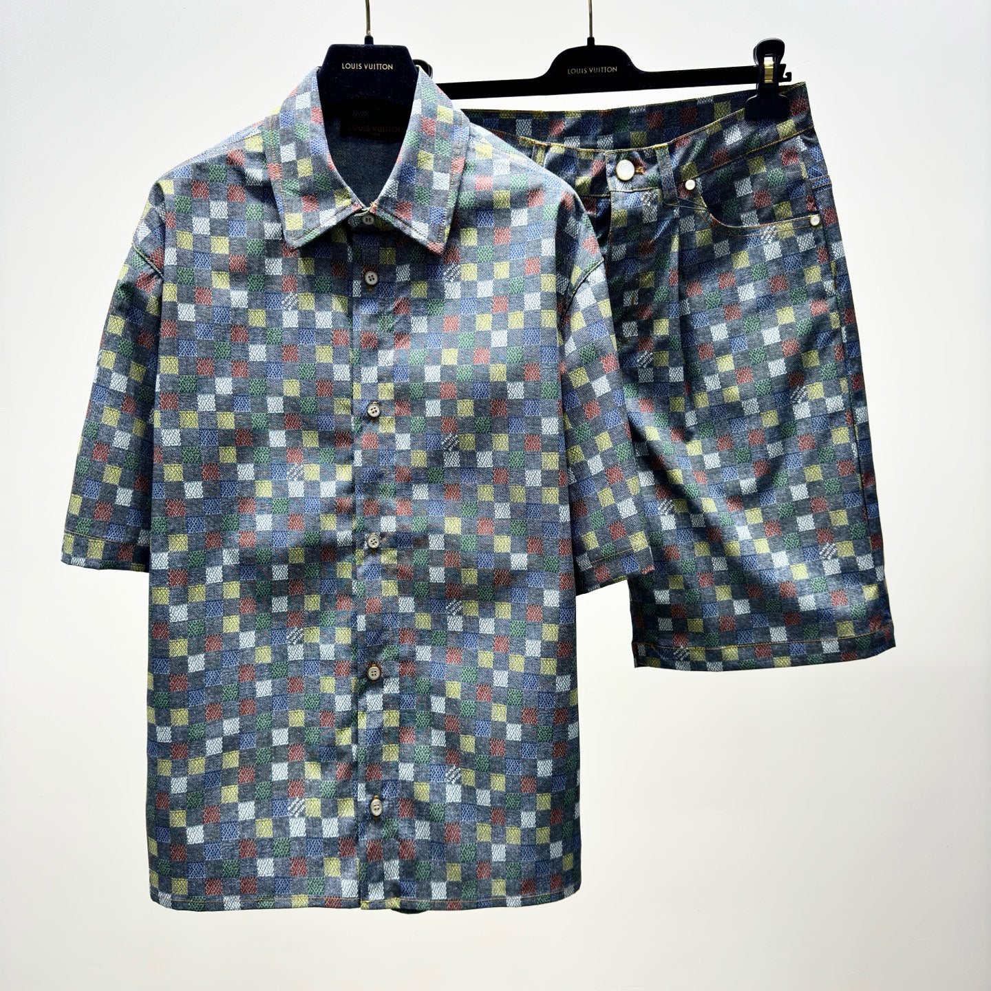 Shirt Damier Chambray Short-Sleeved