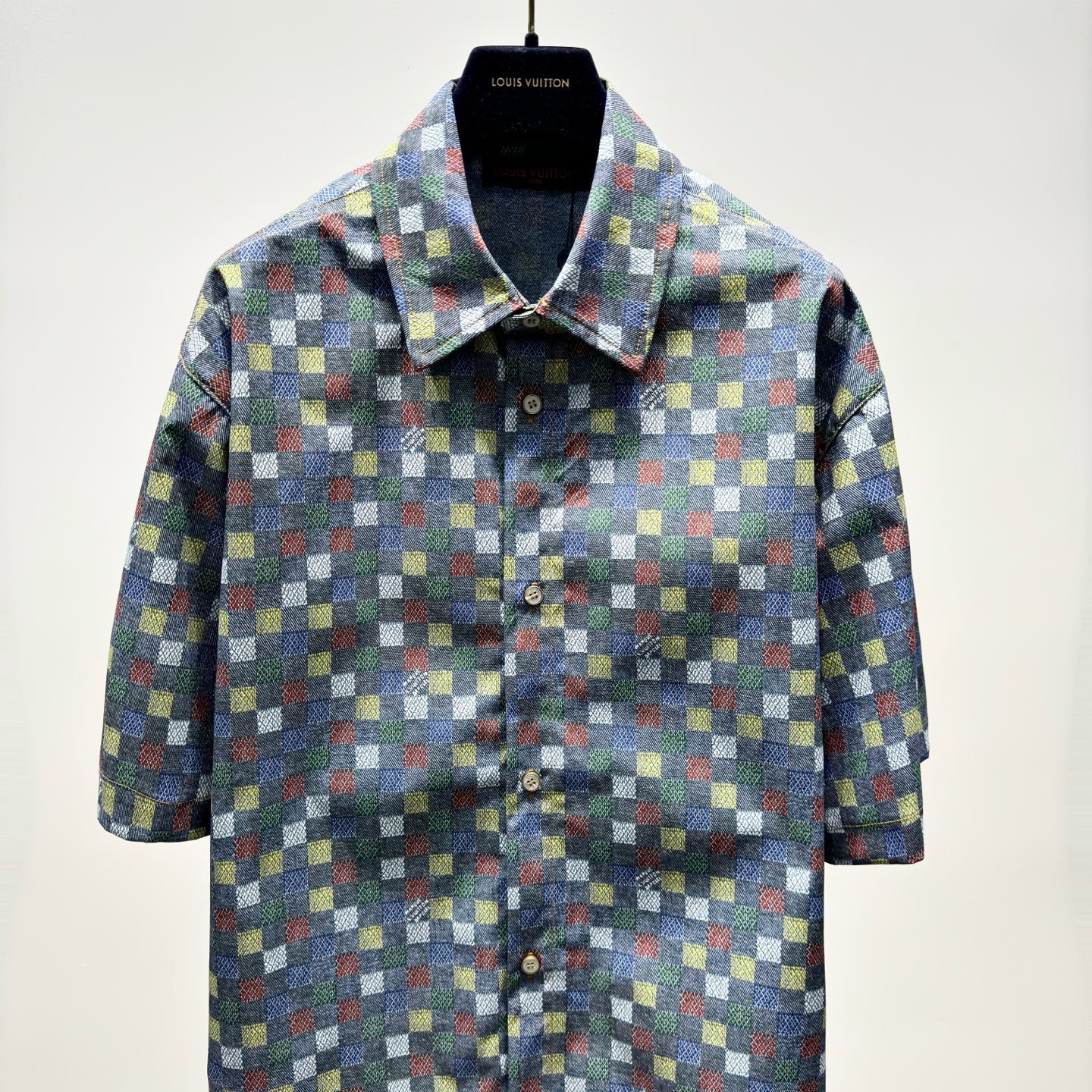 Shirt Damier Chambray Short-Sleeved