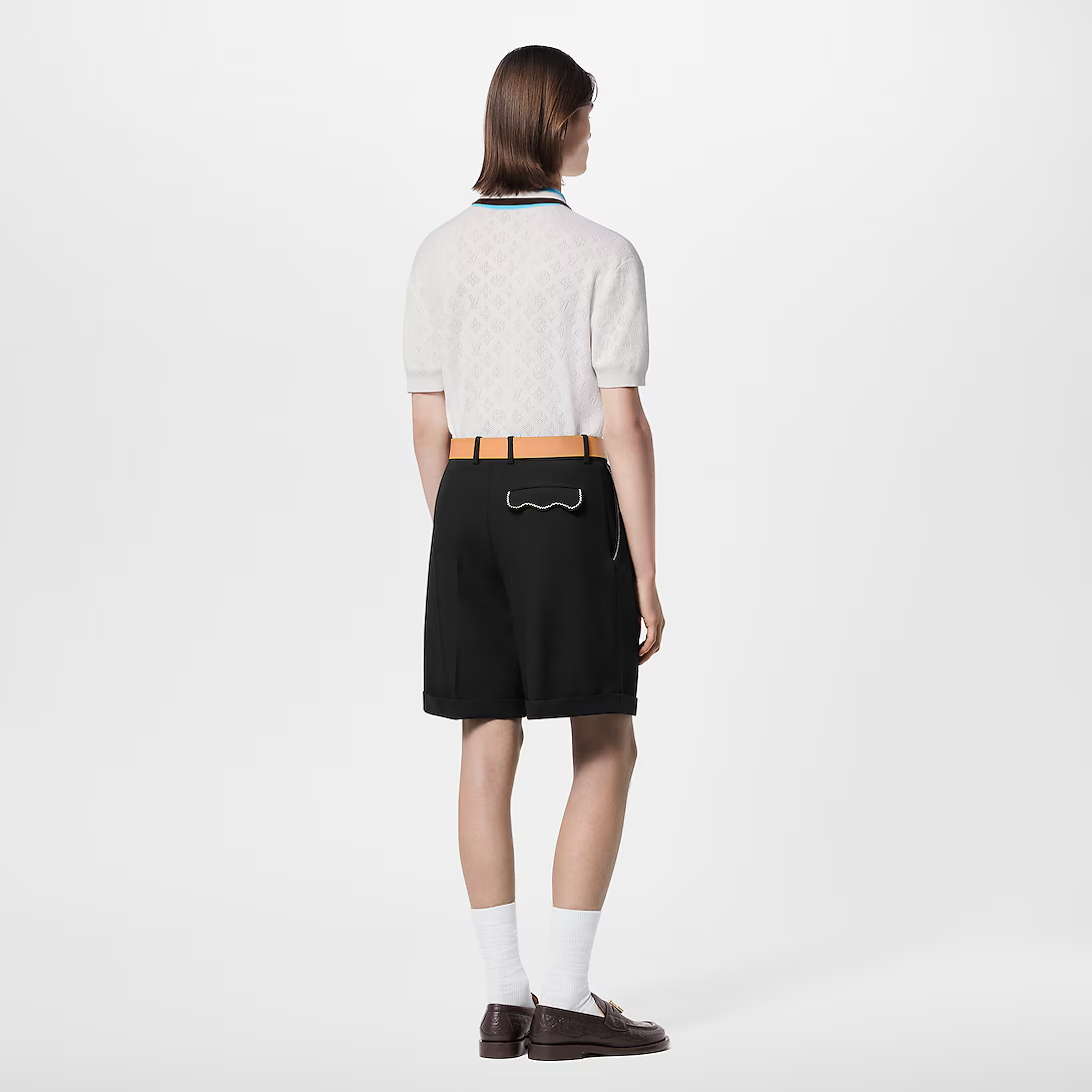 1AFPYA Monogram Pointelle Short-Sleeved Cotton Polo