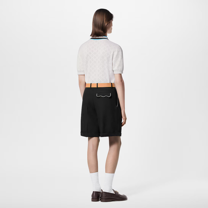 1AFPYA Monogram Pointelle Short-Sleeved Cotton Polo