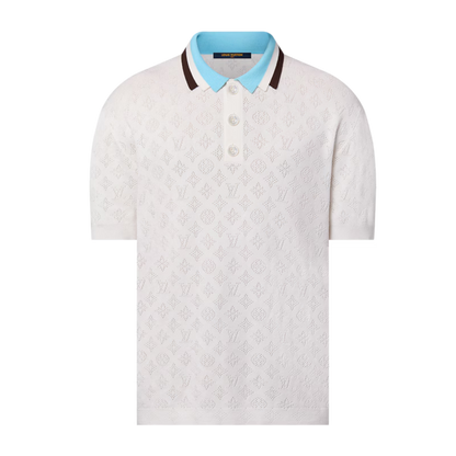 1AFPYA Monogram Pointelle Short-Sleeved Cotton Polo