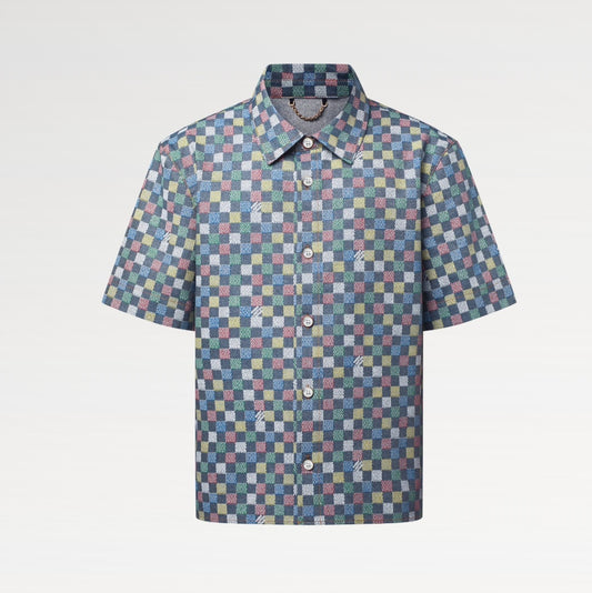 Shirt Damier Chambray Short-Sleeved