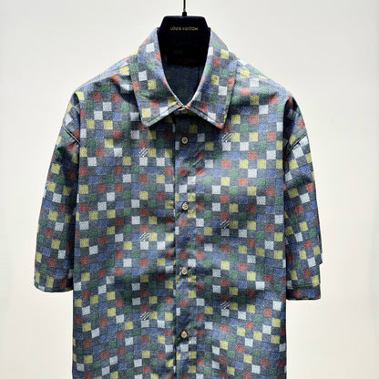 Shirt Damier Chambray Short-Sleeved