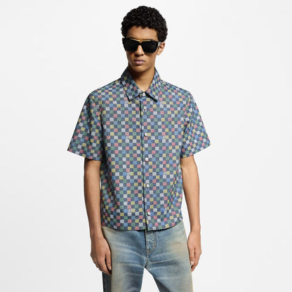 Shirt Damier Chambray Short-Sleeved