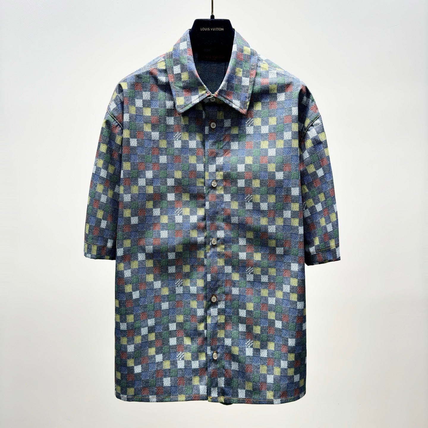 Shirt Damier Chambray Short-Sleeved